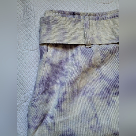 NWT Denim Blvd Women's 100% Cotton Skirt Belted Tie-Dye Off-White/Purple Large - Picture 4 of 14